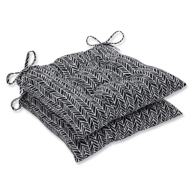 Pillow Perfect Outdoor/ Indoor Herringbone Night Wrought Iron Seat Cushion (Set of 2)