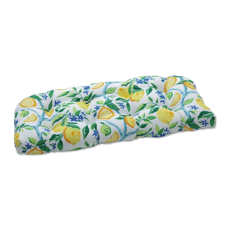 Pillow Perfect Outdoor | Indoor Lemon Tree Yellow Loveseat Cushion 44 X 19 X 5