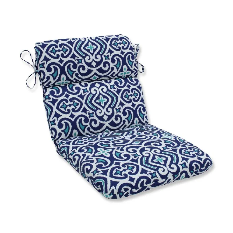 Pillow Perfect Outdoor/ Indoor New Damask Marine Rounded Corners Chair Cushion