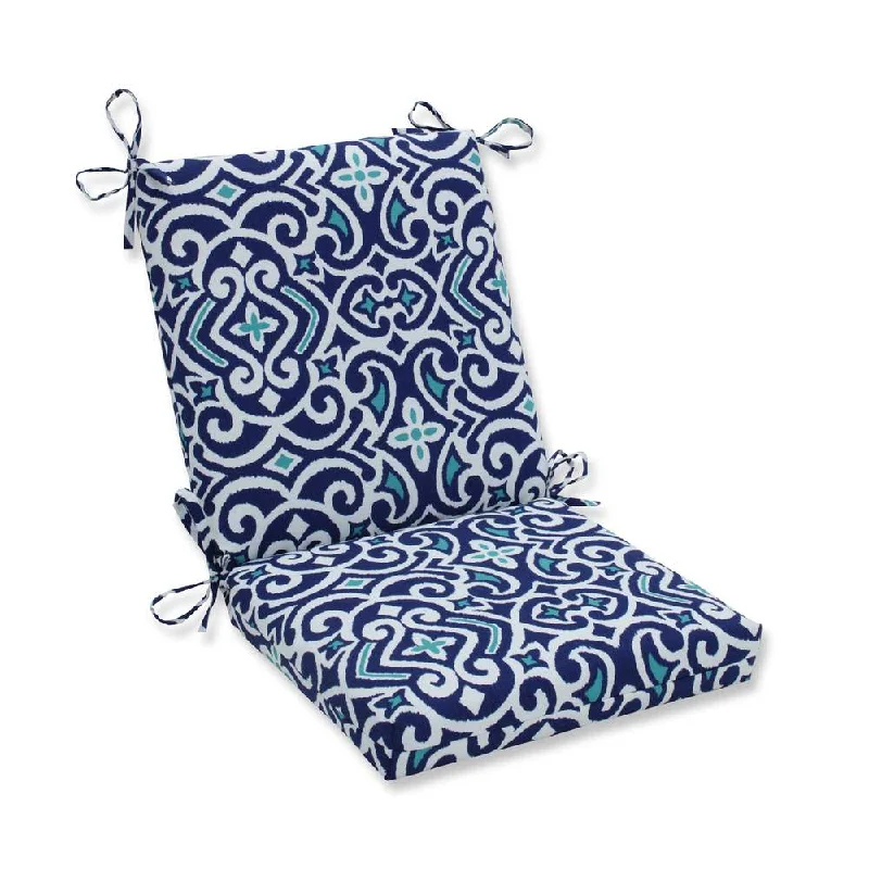 Pillow Perfect Outdoor/ Indoor New Damask Marine Squared Corners Chair Cushion