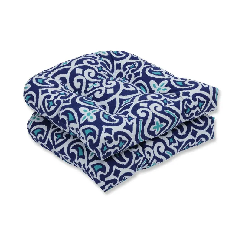 Pillow Perfect Outdoor/ Indoor New Damask Marine Wicker Seat Cushion (Set of 2)