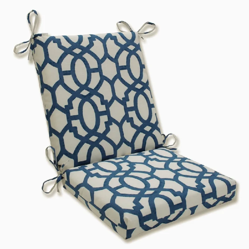 Pillow Perfect Outdoor/ Indoor Nunu Geo Ink Blue Squared Corners Chair Cushion