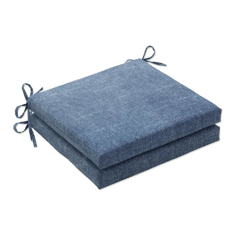 Pillow Perfect Outdoor | Indoor Tory Denim Squared Corners Seat Cushion (Set of 2) 20 X 20 X 3