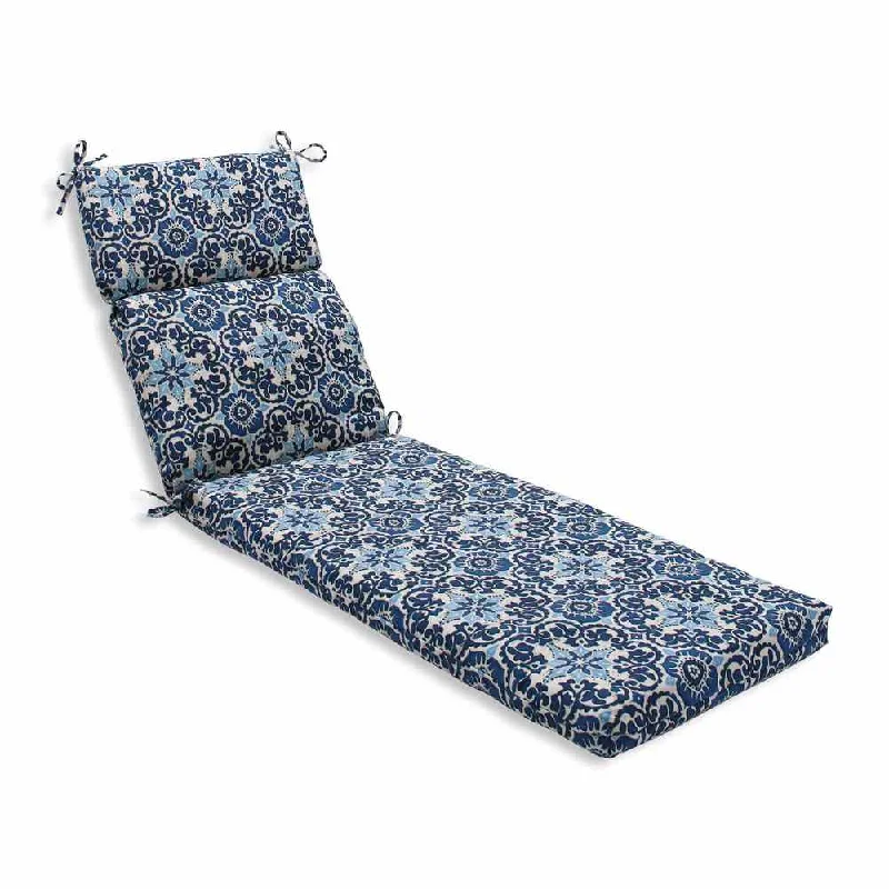 Pillow Perfect Outdoor/ Indoor Woodblock Prism Blue Chaise Lounge Cushion