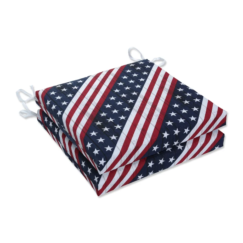 Pillow Perfect Outdoor Major Americana Squared Corners Seat Cushion 20x20x3 (Set of 2) - 20 X 20 X 3 - 20 X 20 X 3