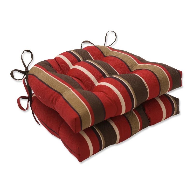 Pillow Perfect Outdoor Monserrat Sangria Reversible Chair Pad (Set of 2) - 15.5 X 16 X 4 - 15.5 X 16 X 4