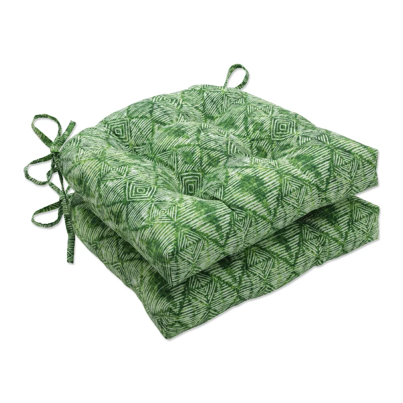 Pillow Perfect Outdoor Nesco Palm Deluxe Tufted Chairpad (Set of 2) - 17 X 17.5 X 4 - 17 X 17.5 X 4