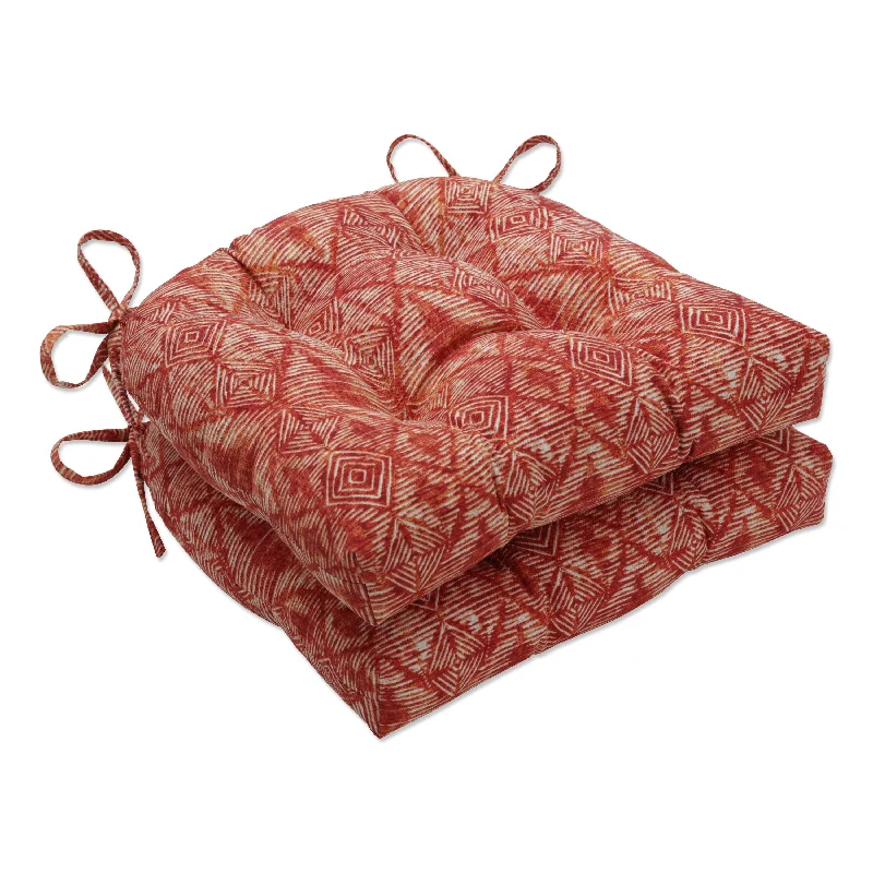 Pillow Perfect Outdoor Nesco Sunset Deluxe Tufted Chairpad (Set of 2) - 17 X 17.5 X 4 - 17 X 17.5 X 4