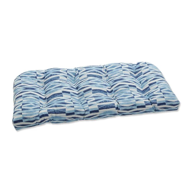 Pillow Perfect Outdoor Nevis Waves Sailor Wicker Loveseat Cushion - 19 X 44 X 5 - 19 X 44 X 5