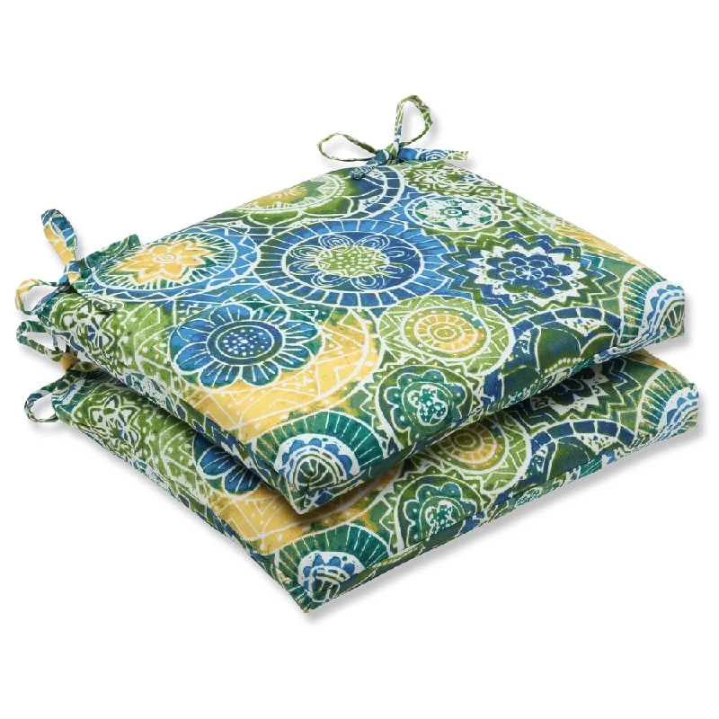 Pillow Perfect Outdoor Omnia Lagoon Squared Corners Seat Cushion (Set of 2)