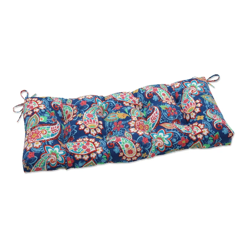 Pillow Perfect Outdoor Paisley Party Blue Blown Bench Cushion