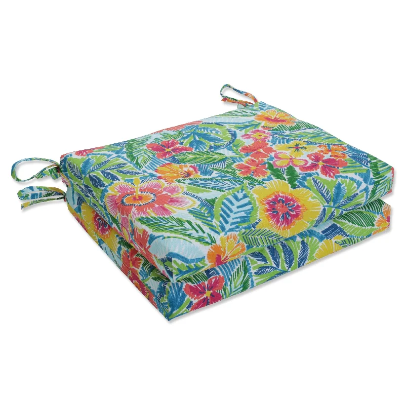 Pillow Perfect Outdoor Pensacola Multi Squared Corners Seat Cushion (Set of 2) - 16 X 18.5 X 3 - 16 X 18.5 X 3