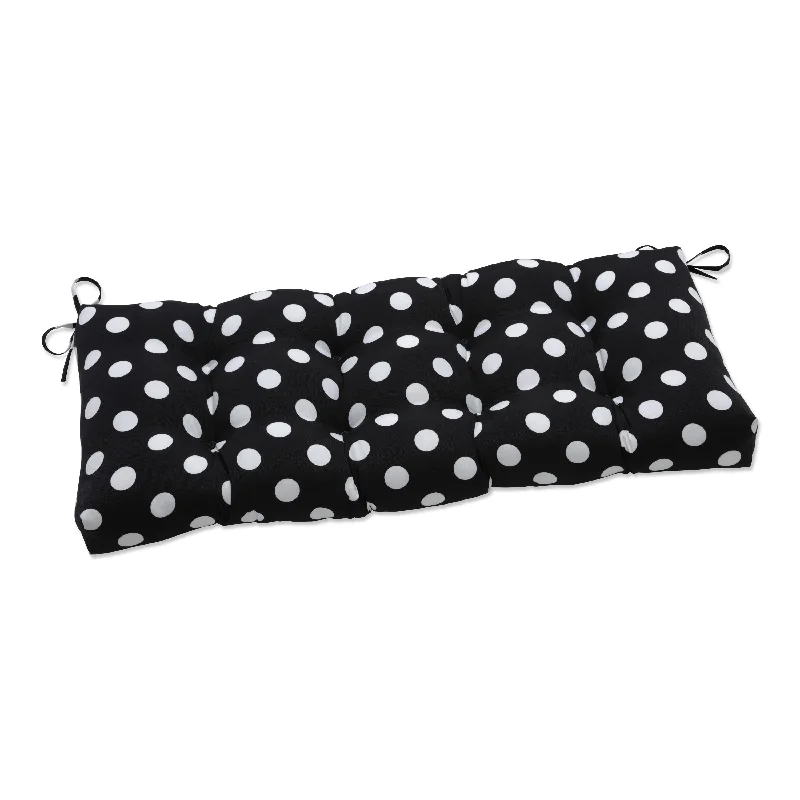 Pillow Perfect Outdoor Polka Dot Black Blown Bench Cushion