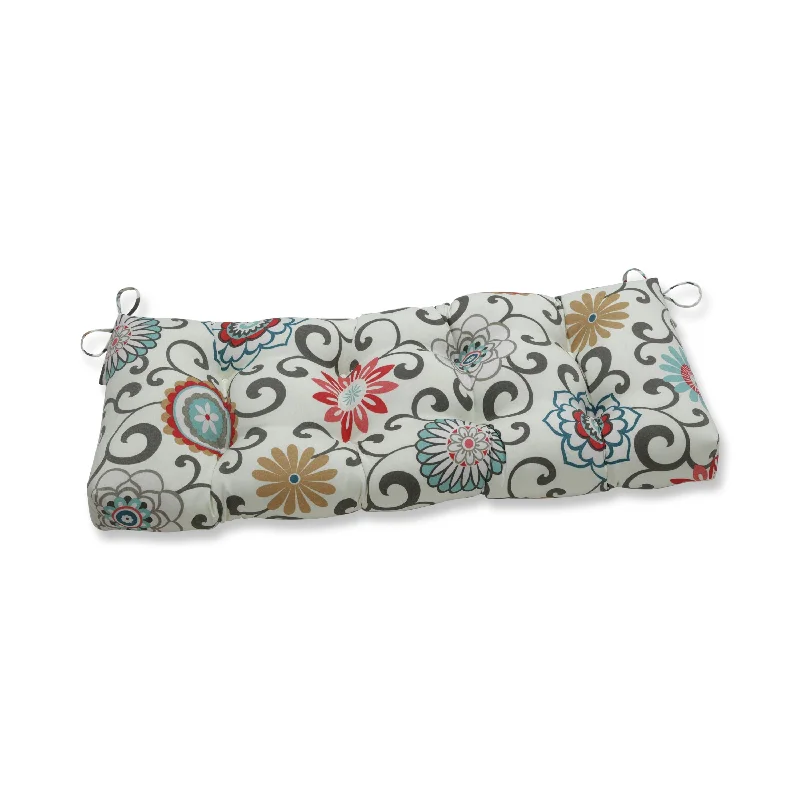 Pillow Perfect Outdoor Pom Pom Play Peachtini Blown Bench Cushion