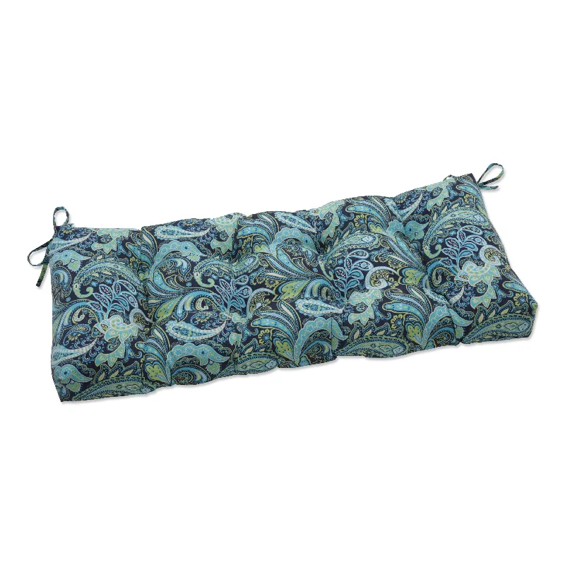 Pillow Perfect Outdoor Pretty Paisley Navy Blown Bench Cushion