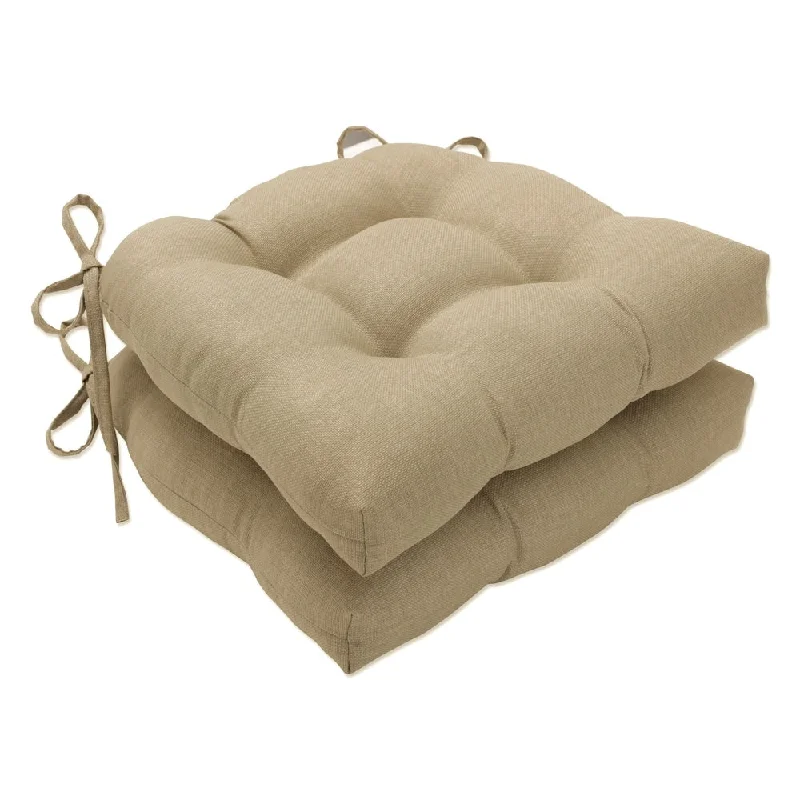 Pillow Perfect Outdoor Rave Driftwood Deluxe Tufted Chairpad (Set of 2) - 17 X 17.5 X 4 - 17 X 17.5 X 4