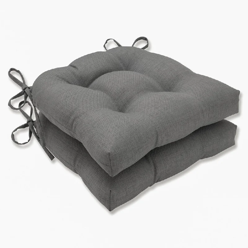 Pillow Perfect Outdoor Rave Graphite Deluxe Tufted Chairpad (Set of 2) - 17 X 17.5 X 4 - 17 X 17.5 X 4