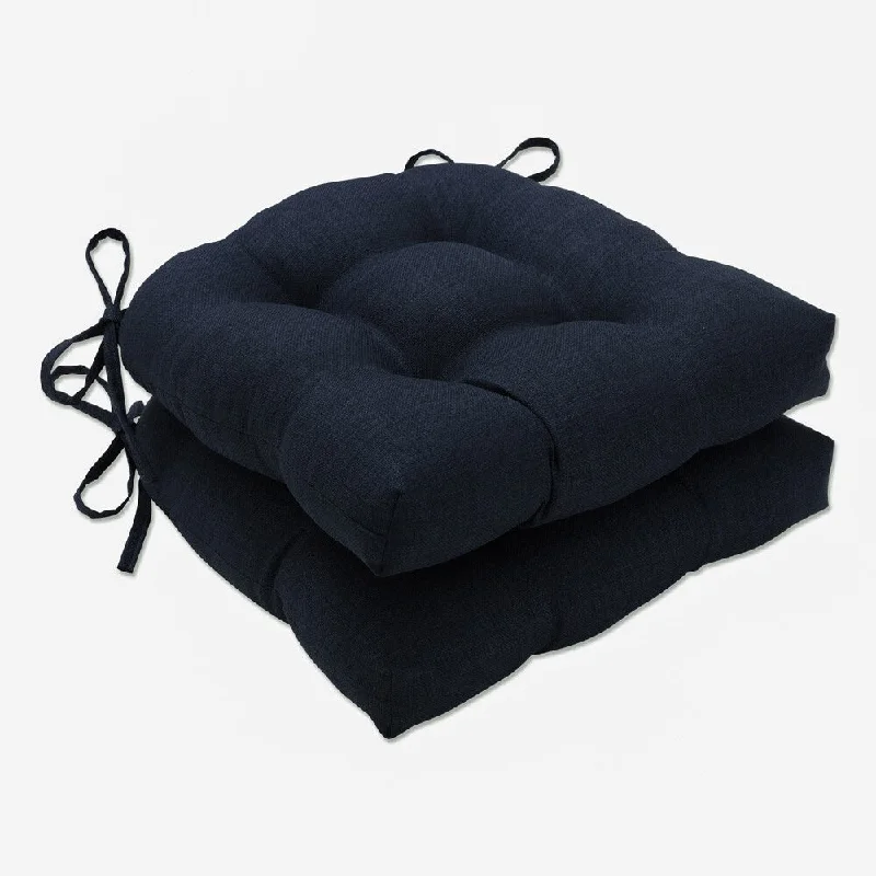 Pillow Perfect Outdoor Rave Indigo Deluxe Tufted Chairpad (Set of 2) - 17 X 17.5 X 4 - 17 X 17.5 X 4