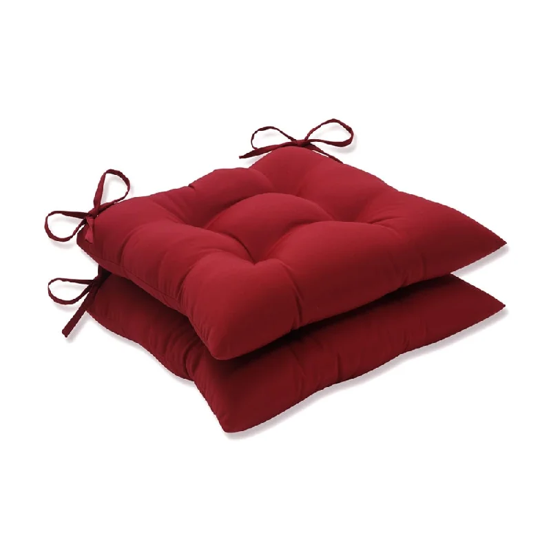 Pillow Perfect Outdoor Red Tufted Seat Cushions (Set of 2)