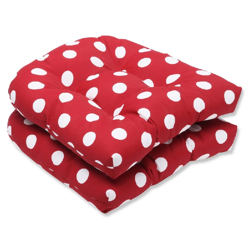 Pillow Perfect Outdoor Red/ White Polka Dot Seat Cushions (Set of 2)