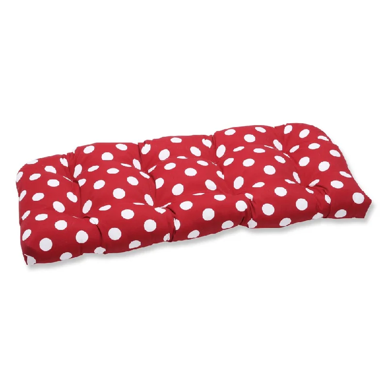 Pillow Perfect Outdoor Red/ White Polka Dot Wicker Loveseat Cushion