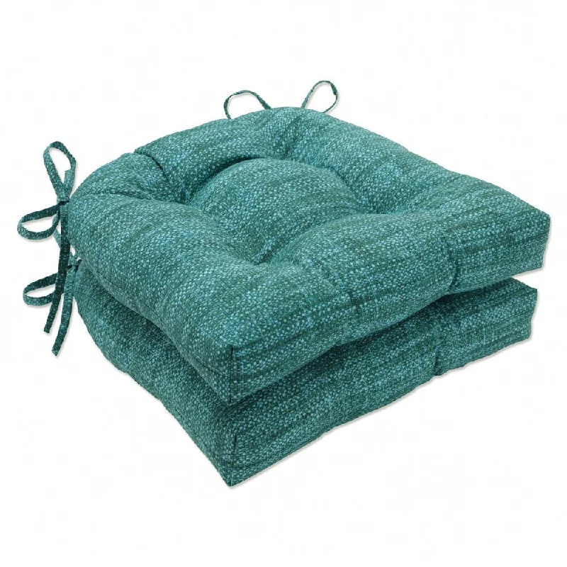 Pillow Perfect Outdoor Remi Lagoon Deluxe Tufted Chairpad (Set of 2) - 17 X 17.5 X 4 - 17 X 17.5 X 4