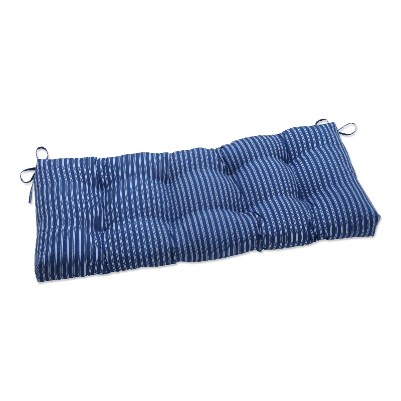 Pillow Perfect Outdoor Resort Stripe Blue Blown Bench Cushion