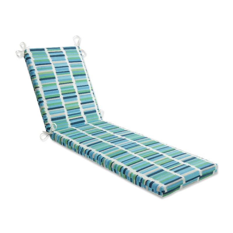 Pillow Perfect Outdoor Solar Stripe Azure Chaise Lounge Cushion 80x23x3 - 80 X 23 X 3 - 80 X 23 X 3