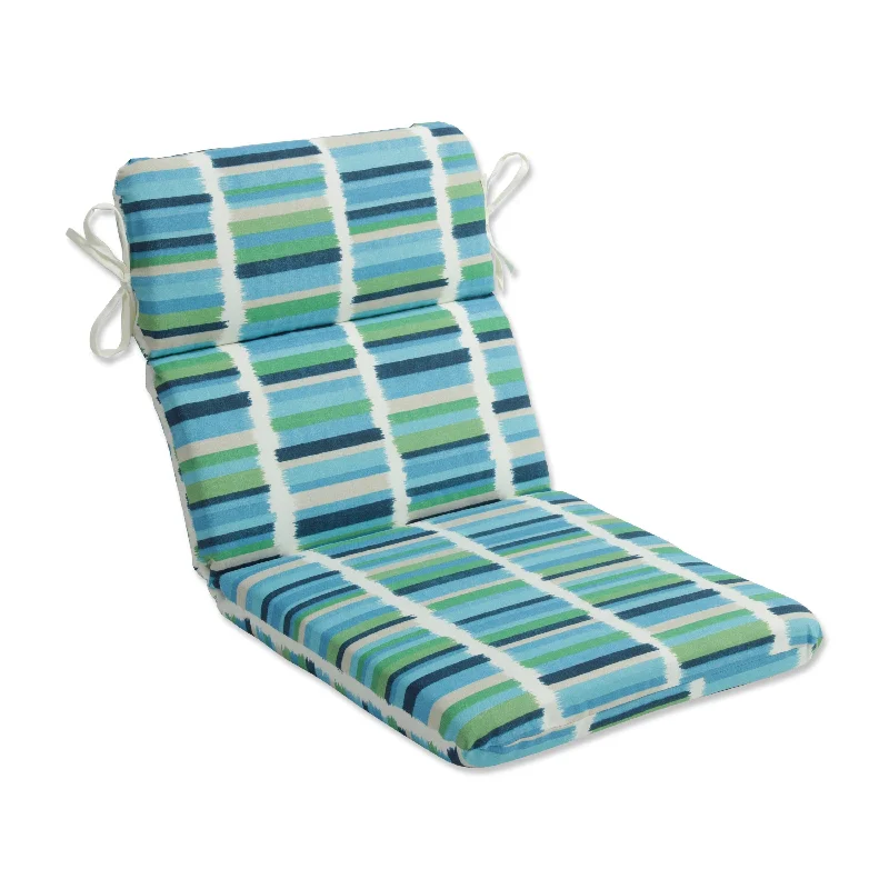 Pillow Perfect Outdoor Solar Stripe Azure Rounded Corners Chair Cushion - 40.5 X 21 X 3 - 40.5 X 21 X 3