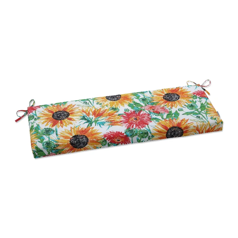 Pillow Perfect Outdoor Sunflowers Sunburst Bench Cushion - 18 X 45 X 3 - 18 X 45 X 3