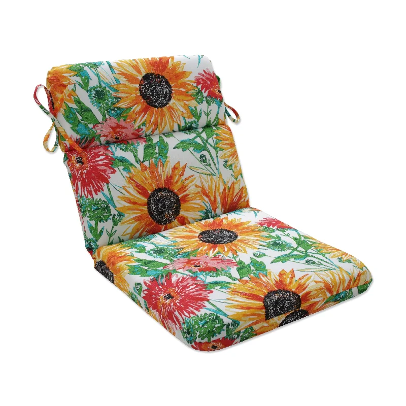 Pillow Perfect Outdoor Sunflowers Sunburst Rounded Corners Chair Cushion - 40.5 X 21 X 3 - 40.5 X 21 X 3