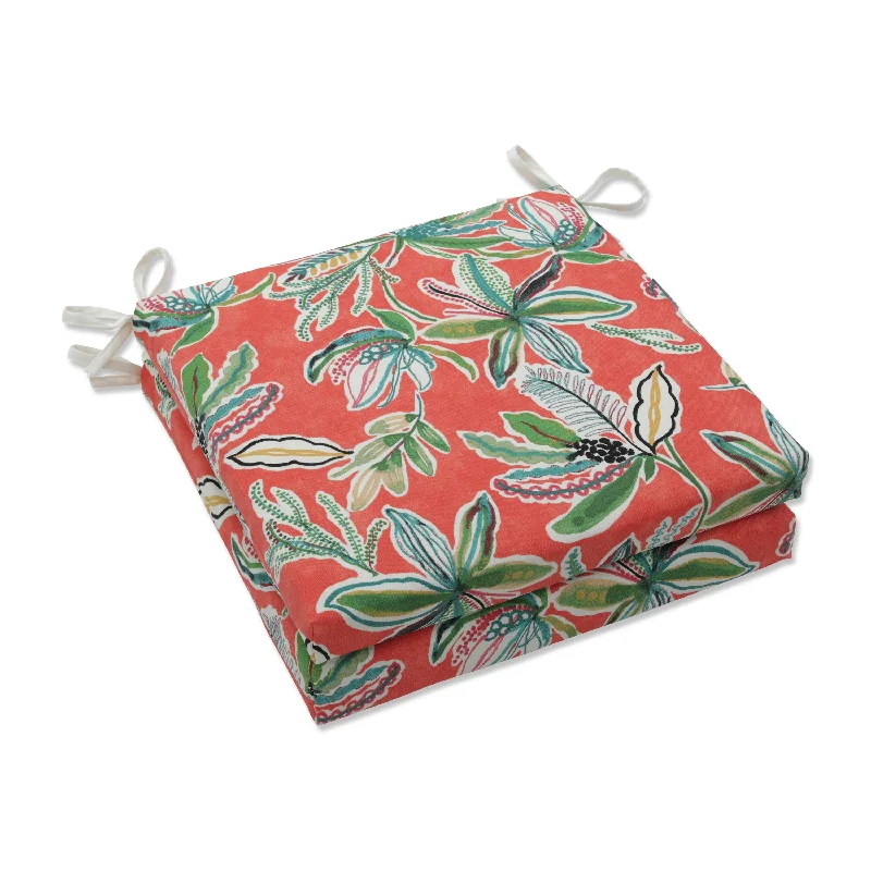 Pillow Perfect Outdoor Sunny Daze Peachtini Squared Corners Seat Cushion 20x20x3 (Set of 2) - 20 X 20 X 3 - 20 X 20 X 3