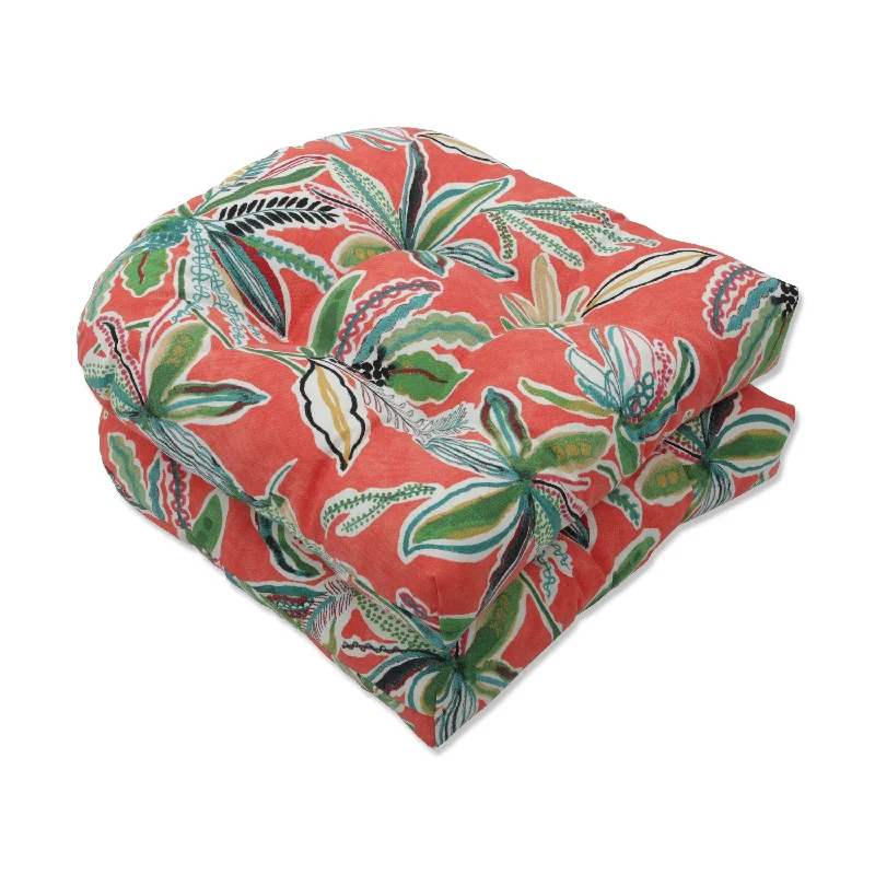 Pillow Perfect Outdoor Sunny Daze Peachtini Wicker Seat Cushion (Set of 2) - 19 X 19 X 5 - 19 X 19 X 5