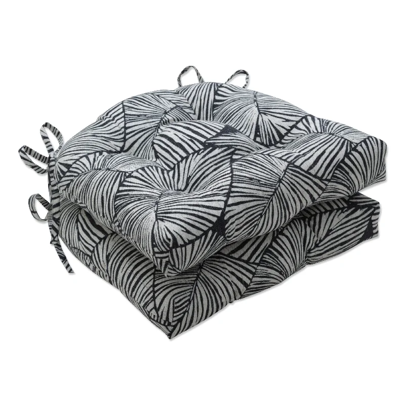 Pillow Perfect Outdoor Talia Noir Deluxe Tufted Chairpad (Set of 2) - 17 X 17.5 X 4 - 17 X 17.5 X 4