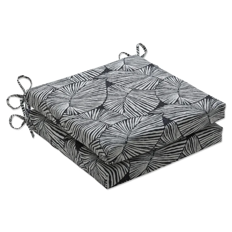 Pillow Perfect Outdoor Talia Noir Squared Corners Seat Cushion 20x20x3 (Set of 2) - 20 X 20 X 3 - 20 X 20 X 3