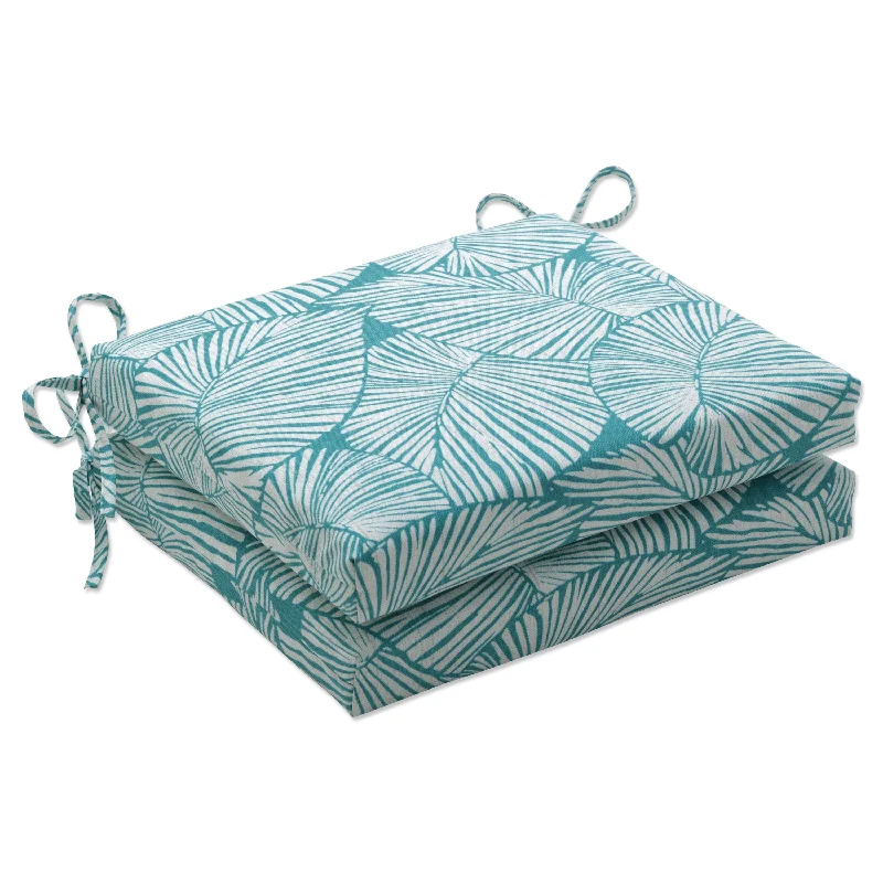 Pillow Perfect Outdoor Talia Seaglass Squared Corners Seat Cushion (Set of 2) - 16 X 18.5 X 3 - 16 X 18.5 X 3