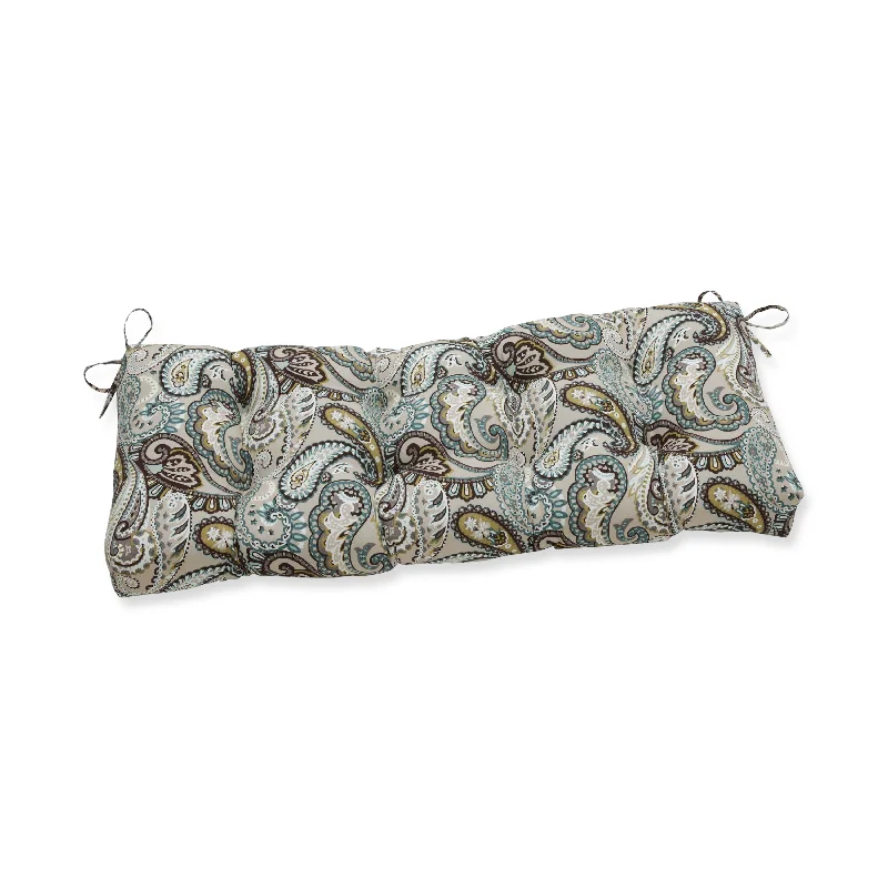 Pillow Perfect Outdoor Tamara Paisley Quartz Blown Bench Cushion