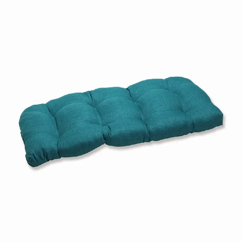 Pillow Perfect Outdoor Teal Wicker Loveseat Cushion