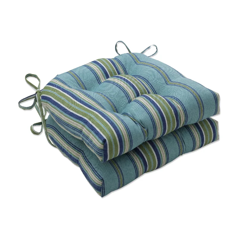 Pillow Perfect Outdoor Terrace Breeze Reversible Chair Pad (Set of 2) - 15.5 X 16 X 4 - 15.5 X 16 X 4