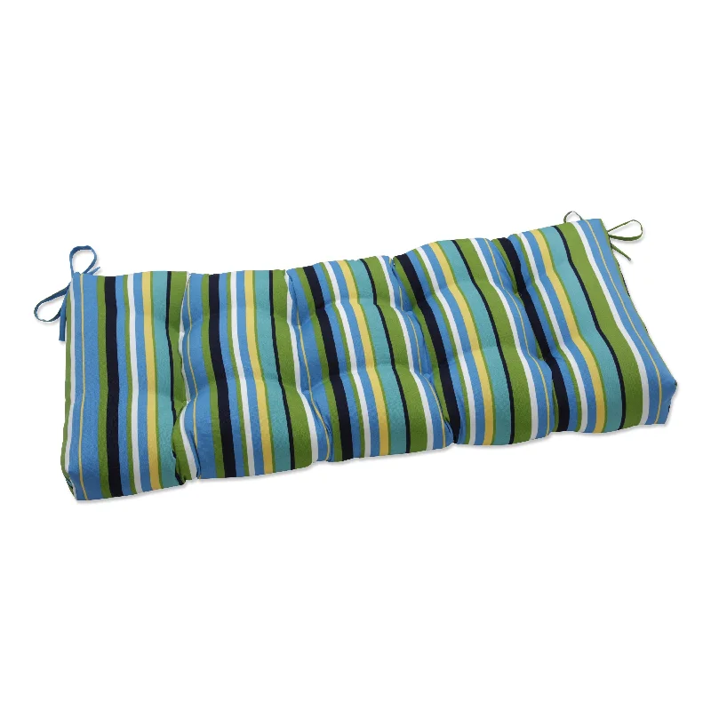 Pillow Perfect Outdoor Topanga Stripe Lagoon Blown Bench Cushion