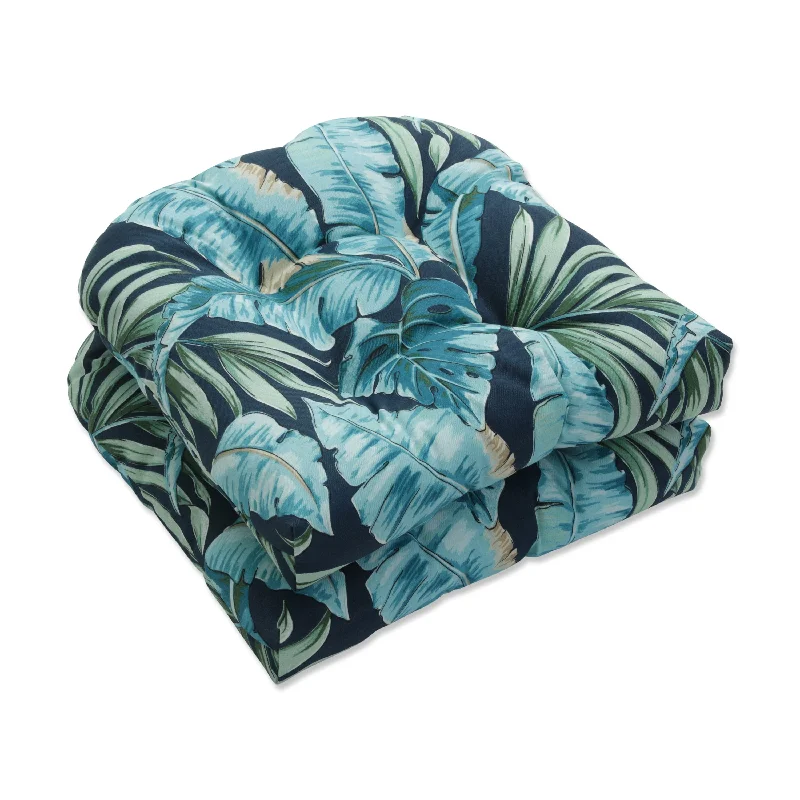 Pillow Perfect Outdoor Tortola Midnight Blue Wicker Seat Cushion (Set of 2) - 19 X 19 X 5 - 19 X 19 X 5