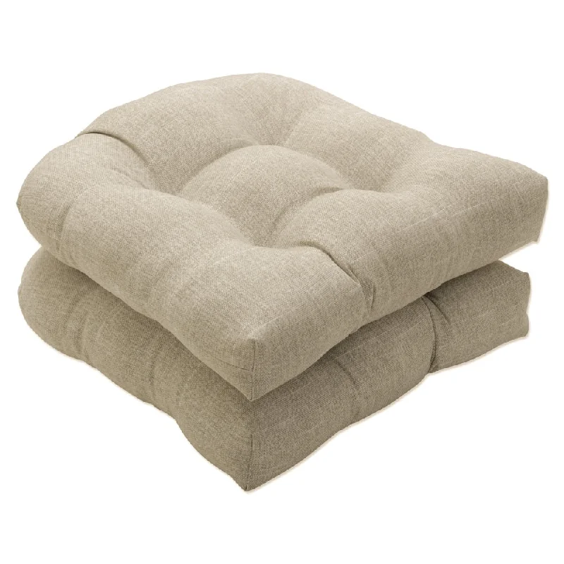 Pillow Perfect Outdoor Tory Bisque Wicker Seat Cushion (Set of 2) - 19 X 19 X 5 - 19 X 19 X 5