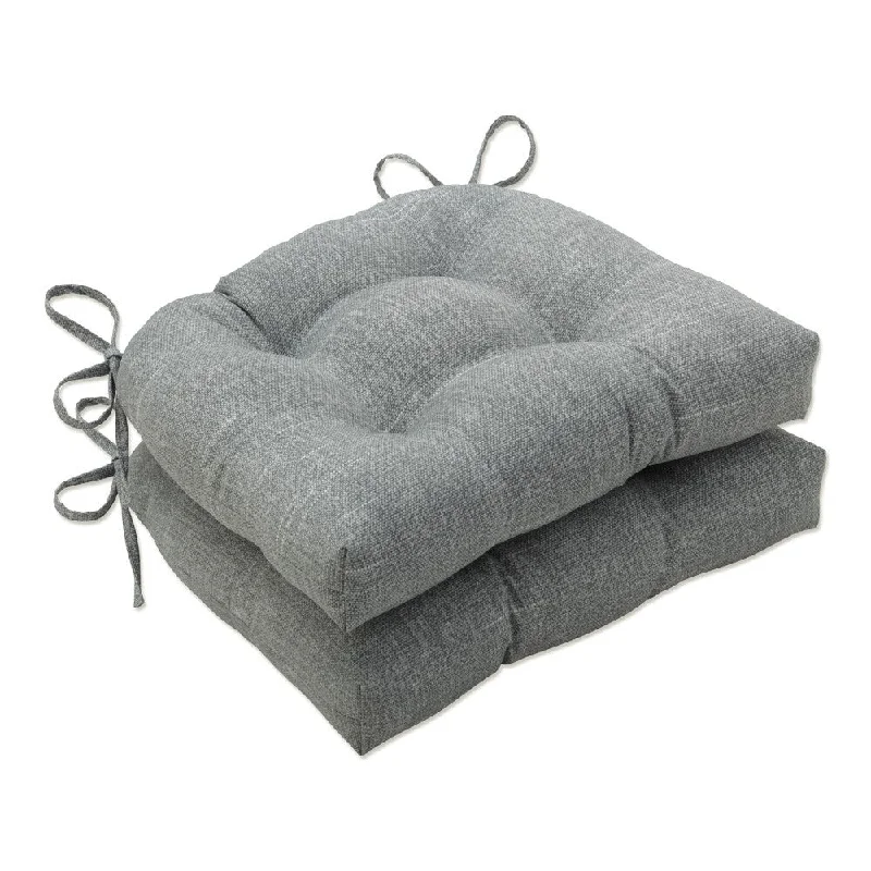 Pillow Perfect Outdoor Tory Graphite Deluxe Tufted Chairpad (Set of 2) - 17 X 17.5 X 4 - 17 X 17.5 X 4