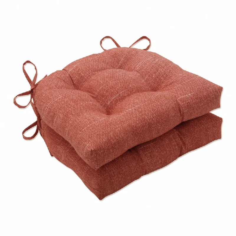 Pillow Perfect Outdoor Tory Sunset Deluxe Tufted Chairpad (Set of 2) - 17 X 17.5 X 4 - 17 X 17.5 X 4