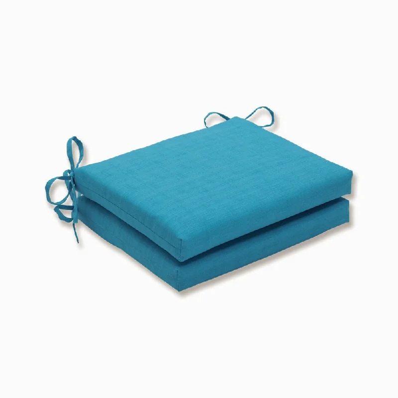 Pillow Perfect Outdoor Veranda Turquoise Squared Corners Seat Cushion (Set of 2)