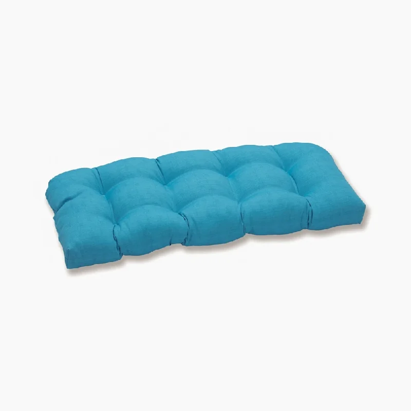 Pillow Perfect Outdoor Veranda Turquoise Wicker Loveseat Cushion