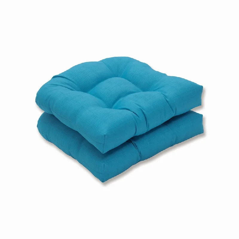 Pillow Perfect Outdoor Veranda Turquoise Wicker Seat Cushion (Set of 2)