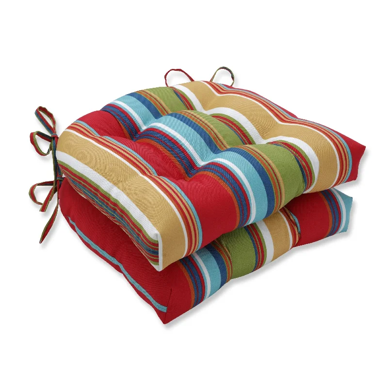 Pillow Perfect Outdoor Westport Garden Reversible Chair Pad (Set of 2) - 15.5 X 16 X 4 - 15.5 X 16 X 4