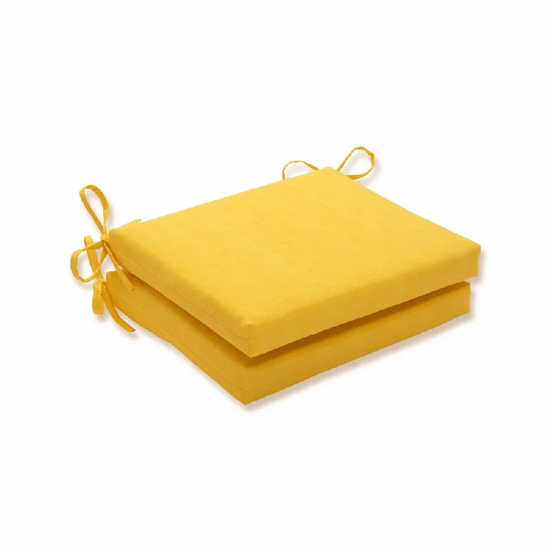 Pillow Perfect Outdoor Yellow Squared Corners Seat Cushion (Set of 2)