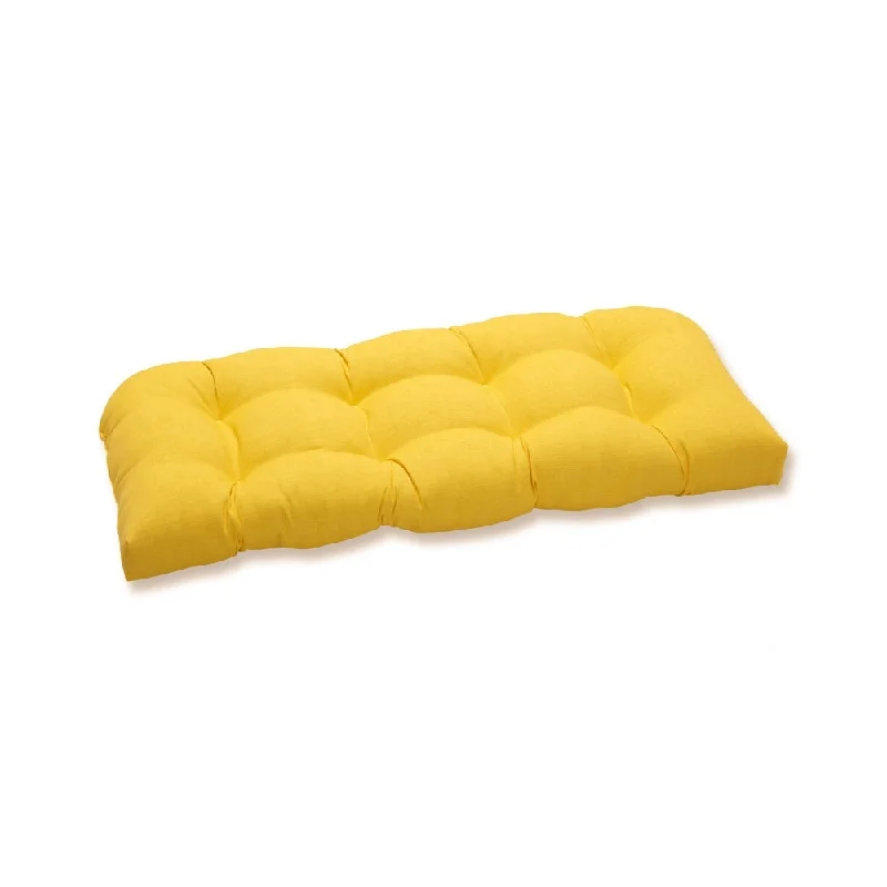 Pillow Perfect Outdoor Yellow Wicker Loveseat Cushion